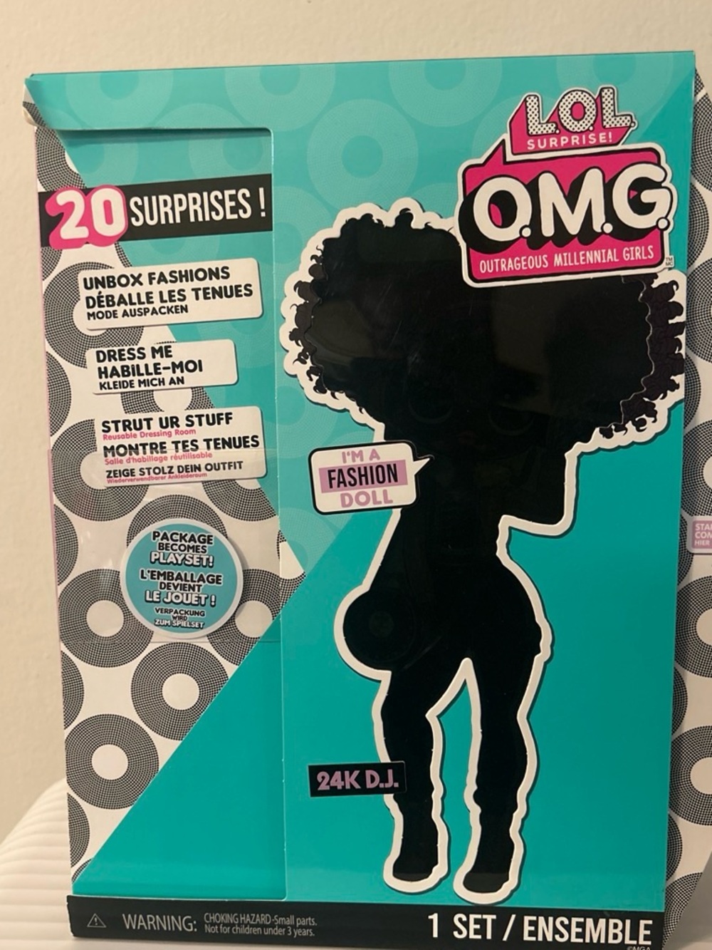 L.O.L. Surprise! teal, black & pink OMG Fashion Doll Box